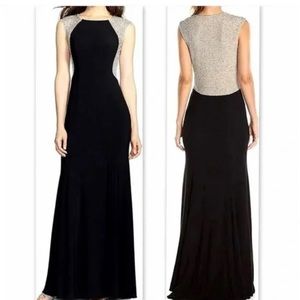 XSCAPE Beaded Column Gown Color Navy